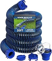 DUMPMAN 20FT RV Sewer Hose Kit with Swivel Fitting, Clear 90° Adapter & Storage Caps - Leak-Proof Camper Dump Hose
