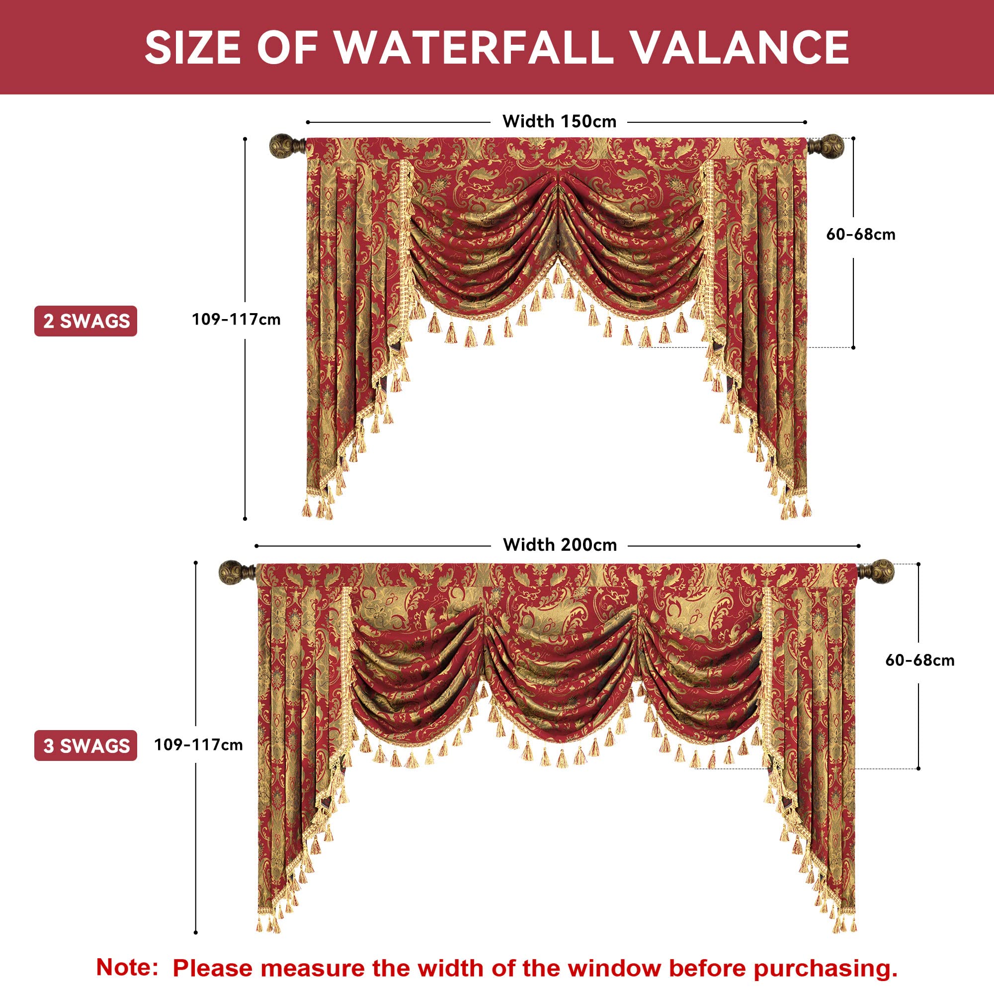 Mantovana Per Tenda Jacquard Di Lusso | Blu Con Perline A Cascata | Larghezza 99 Cm | Tasca Porta-asta | Per Soggiorno E Camera Da Letto | Valance Per Finestra Elegante
