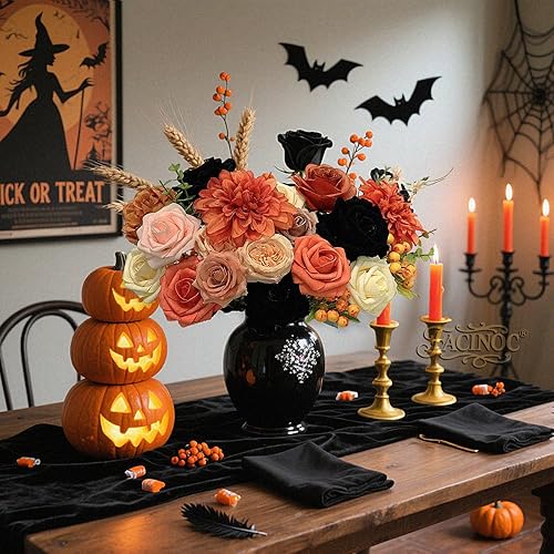 Vista 77 de White Rose Artificial Flowers Fake Flower Bulk with Stems for DIY Wedding Bouquet Bridal Baby Shower Centerpiece Table Decorations Silk Faux Floral