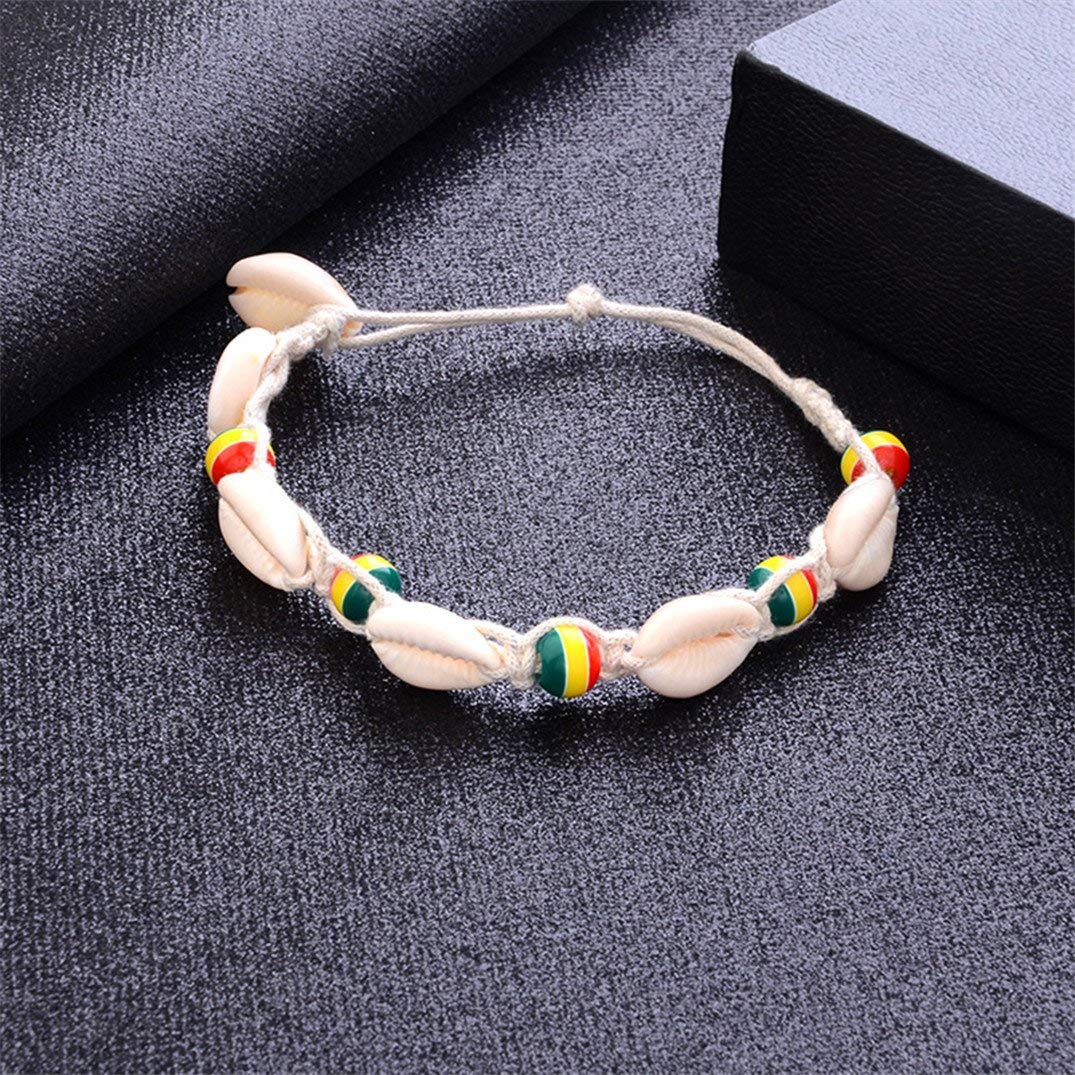 Tobillera Unisex, Tobillera De Concha, Pulsera De Tobillo, Accesorios Tejidos con Cuentas, Joyería para El Pie Ajustable para Mujeres Y Niñas, Rentable Y,