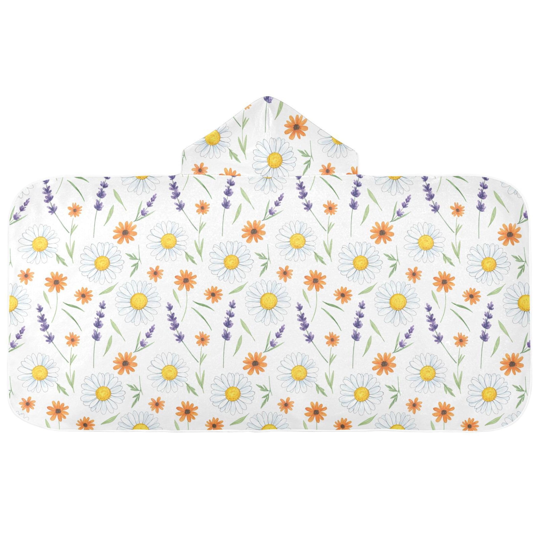 Fuauuyl Flowers Hooded Baby Bath Towel Soft & Breathable Towel for Newborns Infants Toddlers, Nursery Essential
