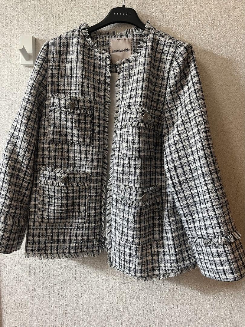 アプワイザーリッシェ 完売品 上品フリンジングツイードジャケット 送料込み アプワイザーリッシェ 完売品 上品フリンジングツイードジャケット