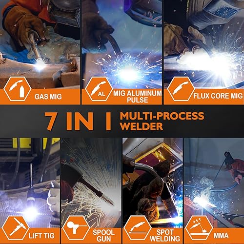 Miniatura 12 de Soldador MIG 250A, 6 en 1 Gas MIG/núcleo de flujo sin gas/palo/elevación TIG/soldadura por puntos/pistola de carrete compatible con pistola