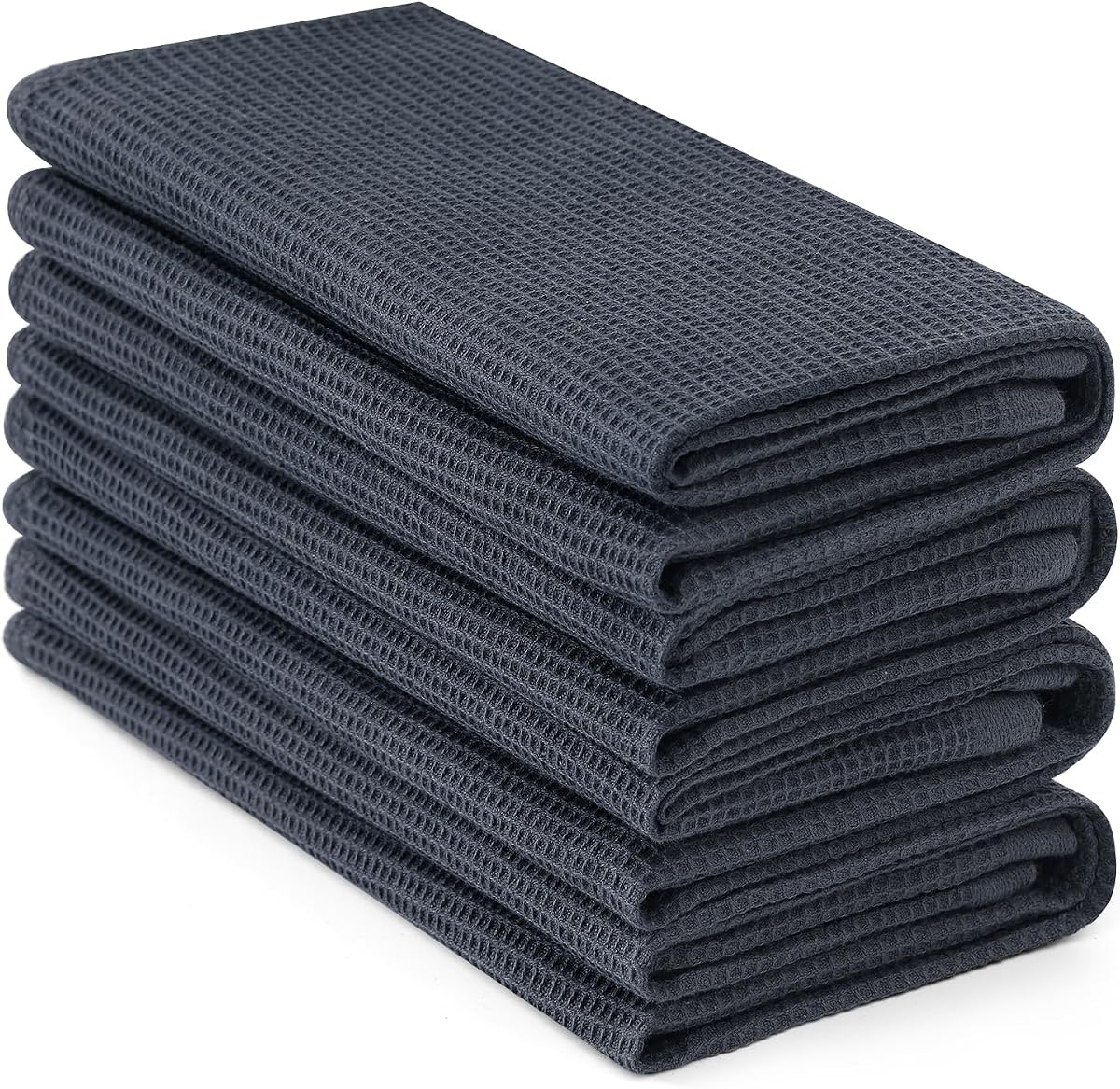 Toallas de cocina Homaxy 100% algodón de tejido gofrado, paquete de 4, gris oscuro | Toallas de cocina suaves y absorbentes, toallas de mano de secado rápido de 16 x 26 pulgadas
