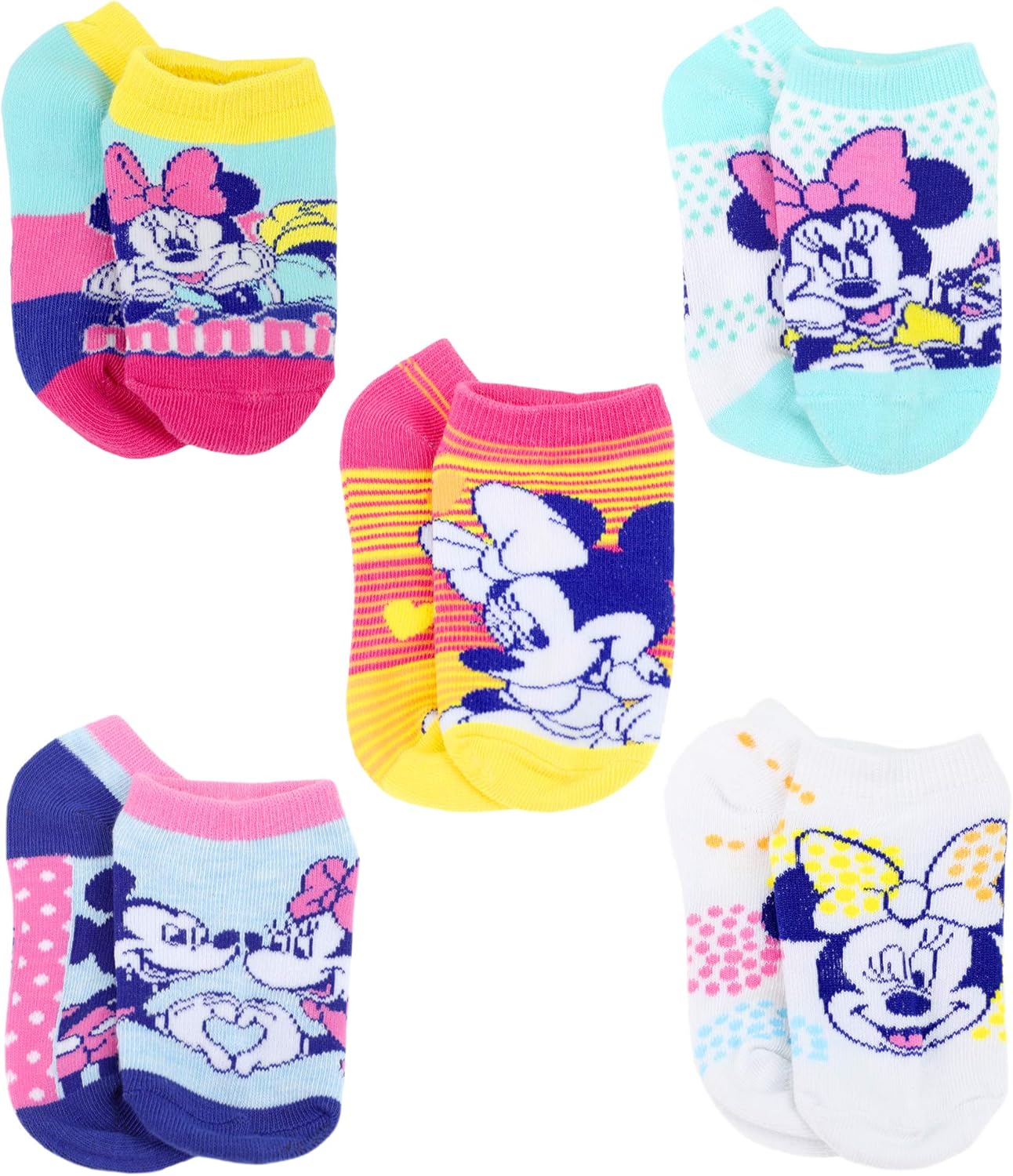 Disney 女の子用 ミニーマウス 5足パック ノーショウソックス