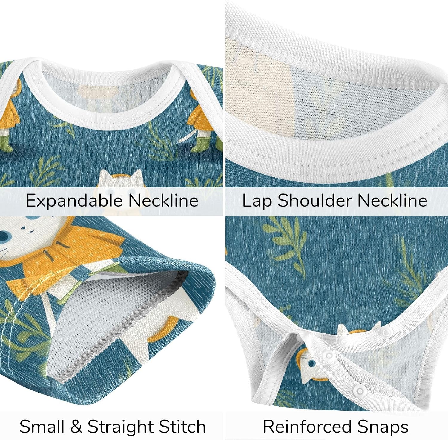 vvfelixl Baby Clothes Playful Cats Baby Bodysuits Set Unisex Short Sleeve Babys Pants Sets 0-3M