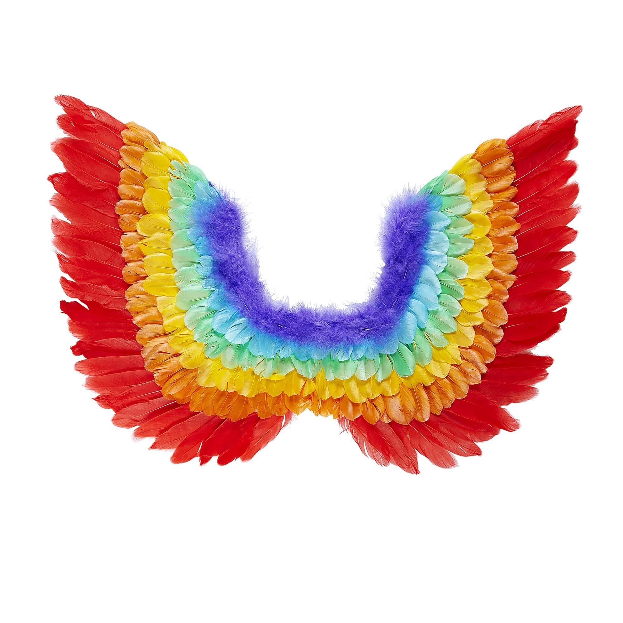W WIDMANN MILANO Party Fashion - tęczowe skrzydła z piór | Skrzydła o wymiarach 60 × 40 cm, kolorowy dodatek do kostiumów anielskich, fantasy, Pride i festiwalowych, karnawał