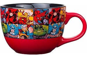Silver Buffalo Marvel Comics Heroes Avengers Grid Oversized Ceramic Coffee Mug