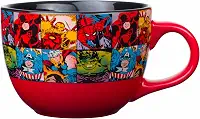 Silver Buffalo Caneca de café de cerâmica grande da Marvel Comics Heroes Avengers Grid com Homem-Aranha, Capitão América, Thor, Hulk e Homem de Ferro, 700 ml