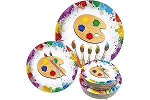 Premium Artist-Themed Paper Plates (100-Pack) - 50 Dinner + 50 Dessert Plates