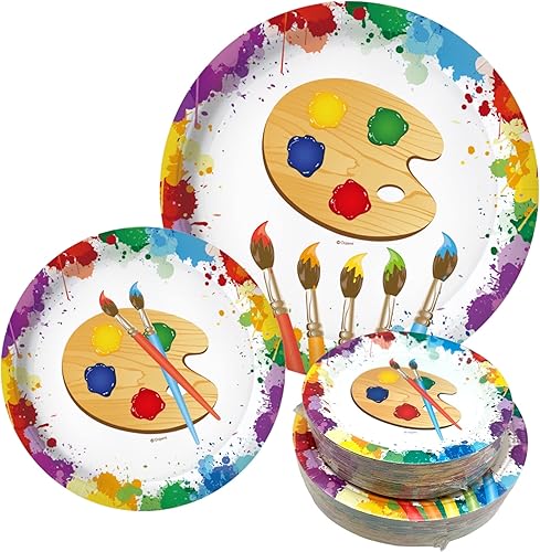 Oojami 100 platos de papel de 50 a 9 pulgadas, platos de papel de postre de 50 a 7 pulgadas para bautismo de bebé, primera comunión, bautizo,