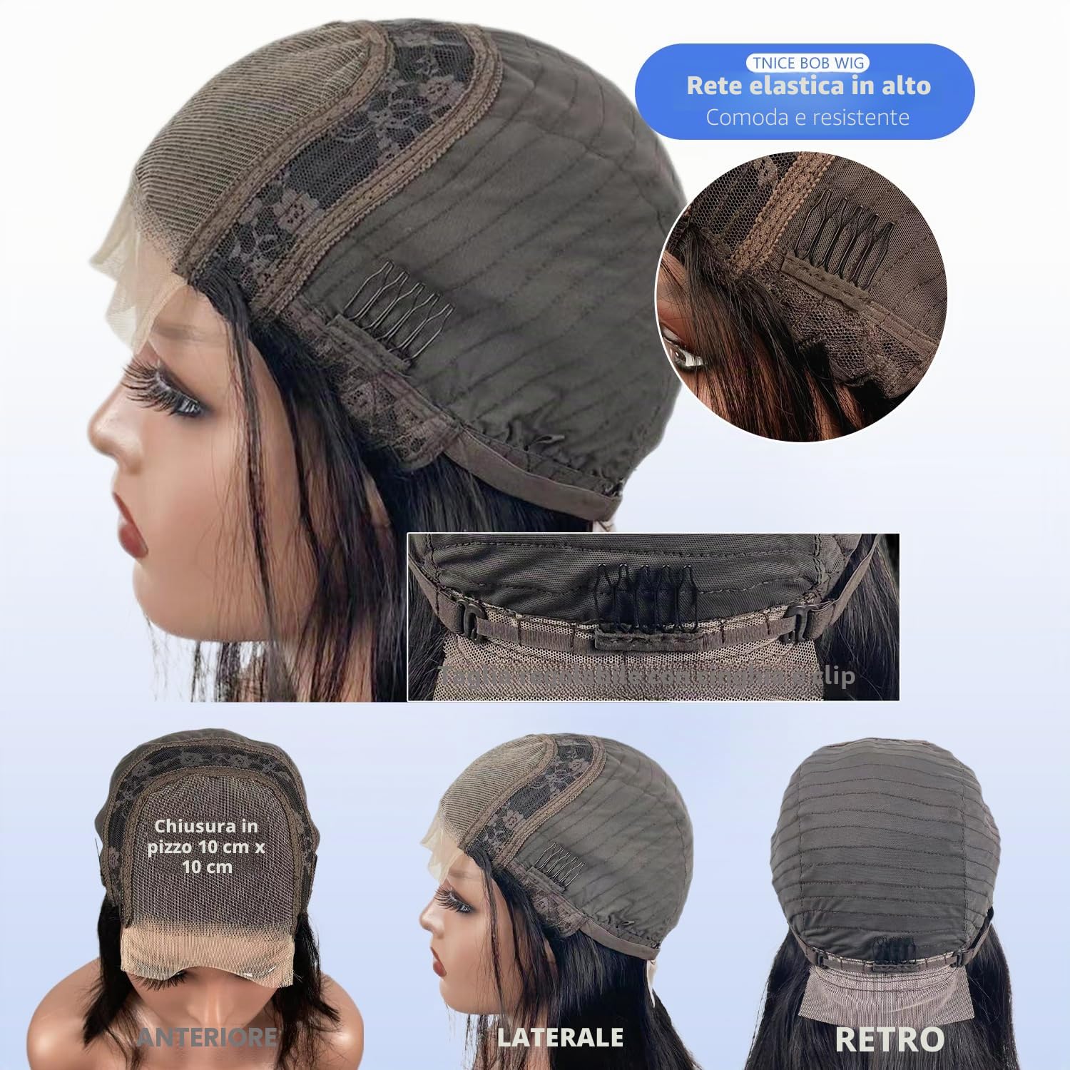 TNICE Bob Wig Human Hair Straight wig 4x4 Lace Front 8 inch Natural Colour