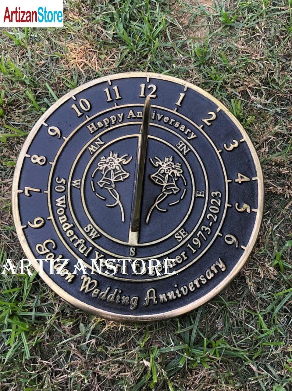 ARTIZANSTORE 50th Golden Wedding Anniversary Large Sundial Gift