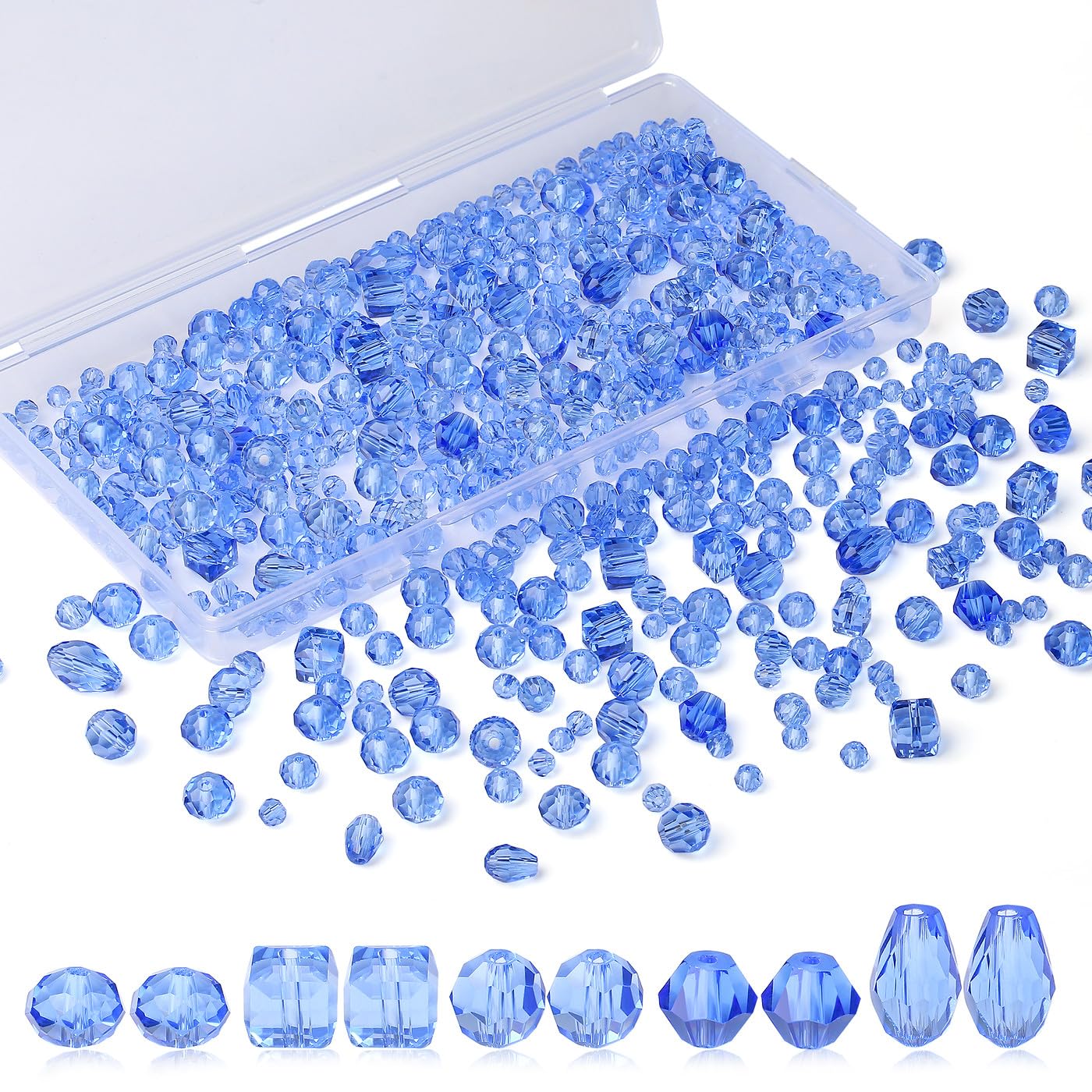 XIANNVXI 800pcs Faceted Blue Glass Beads for Jewellery Making 4/6/8mm Blue Beads for Crafting for Vases, 4mm, 6mm, 8mm