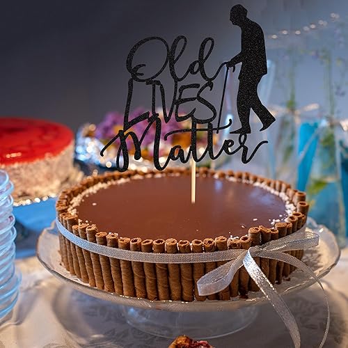 Miniatura 3 de Old Lives Matter - Decoración para pastel para adultos, divertidos regalos de cumpleaños para hombres, papá, abuelo, suministros de decoración de
