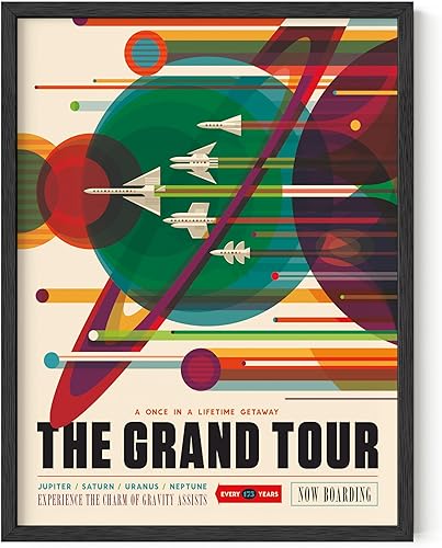 HAUS AND HUES Póster retro de arte de pared espacial, pósteres de la NASA con impresión de ciencia ficción, arte de pared espacial vintage, pósteres