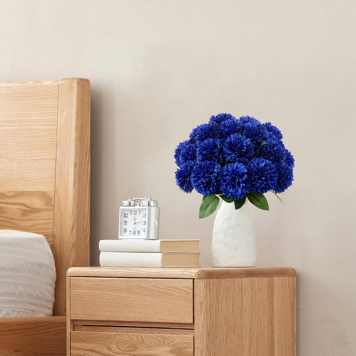 SITUMEIZI 12 Pcs Blue Artificial Chrysanthemums Flowers Ball Flower Fake Mums Silk for Wedding Home Kitchen Decoration Floral Arrangement