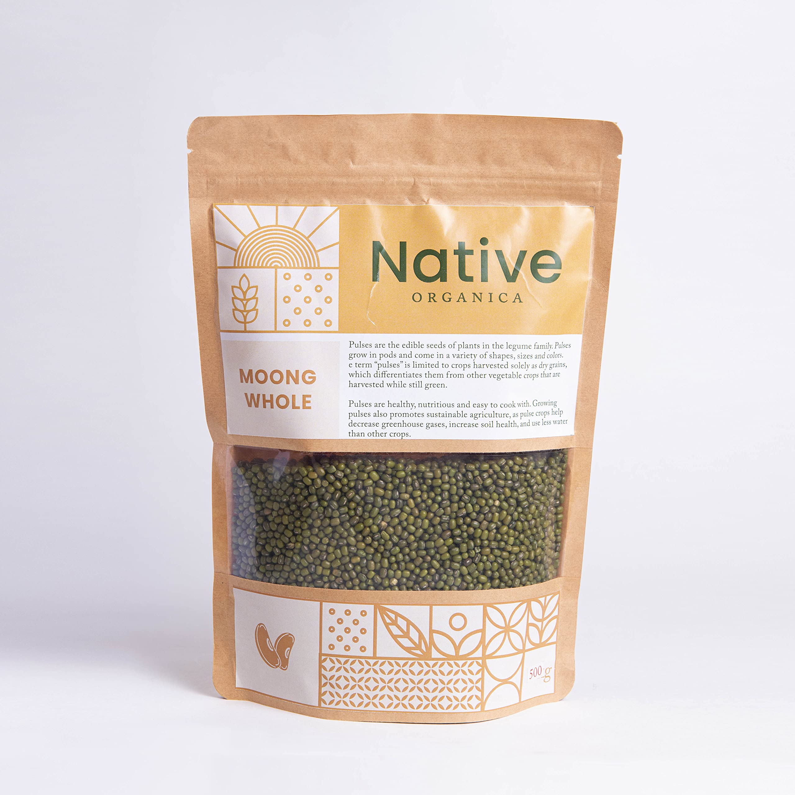 Native Organica Organic Moong Whole (500 gm)