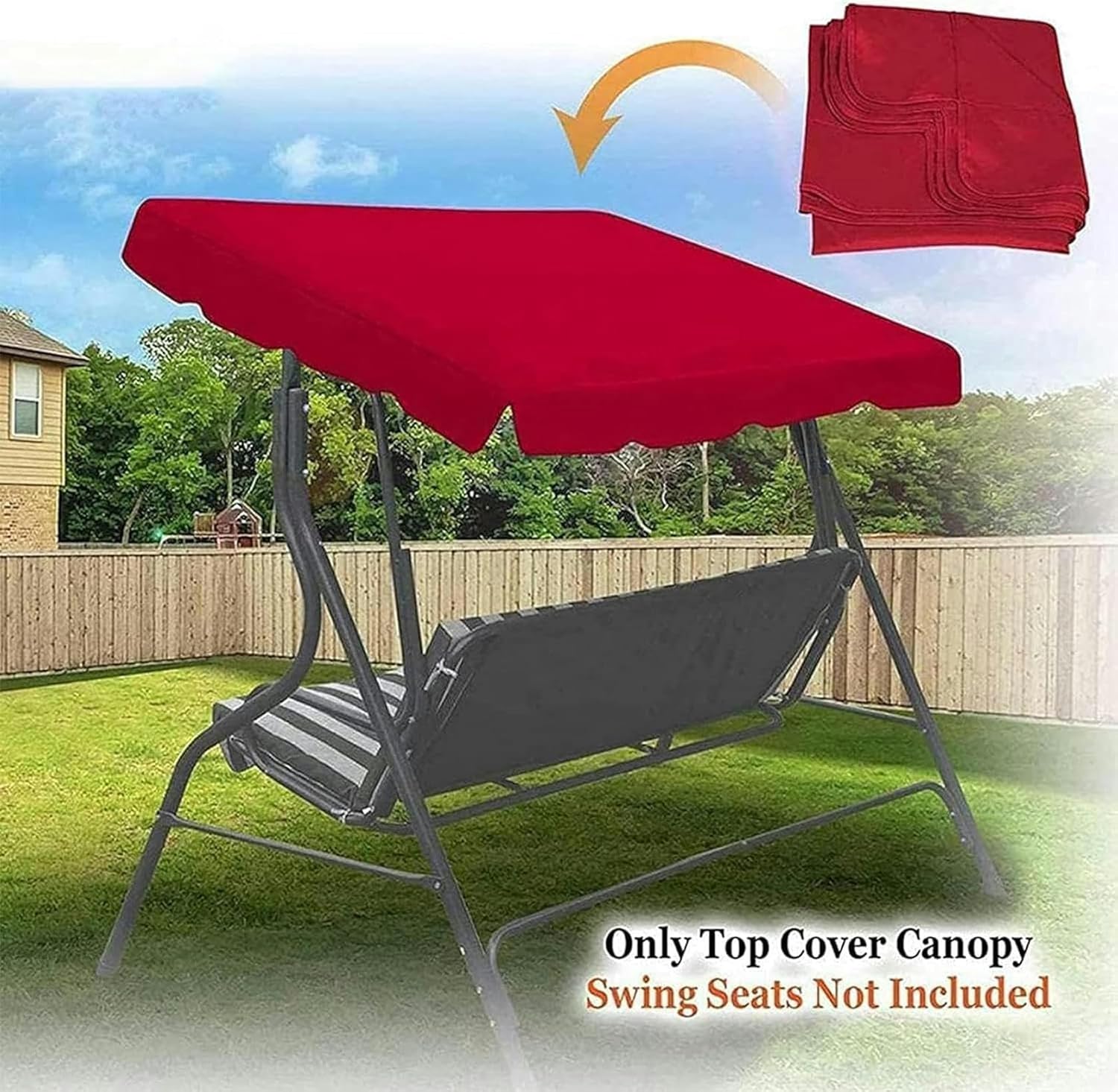 Swing Canopy Replacement Waterproof Top Cover, Waterproof/UV Resistant Swing Canopy Cover for Outdoor Garden Patio Porch Yard