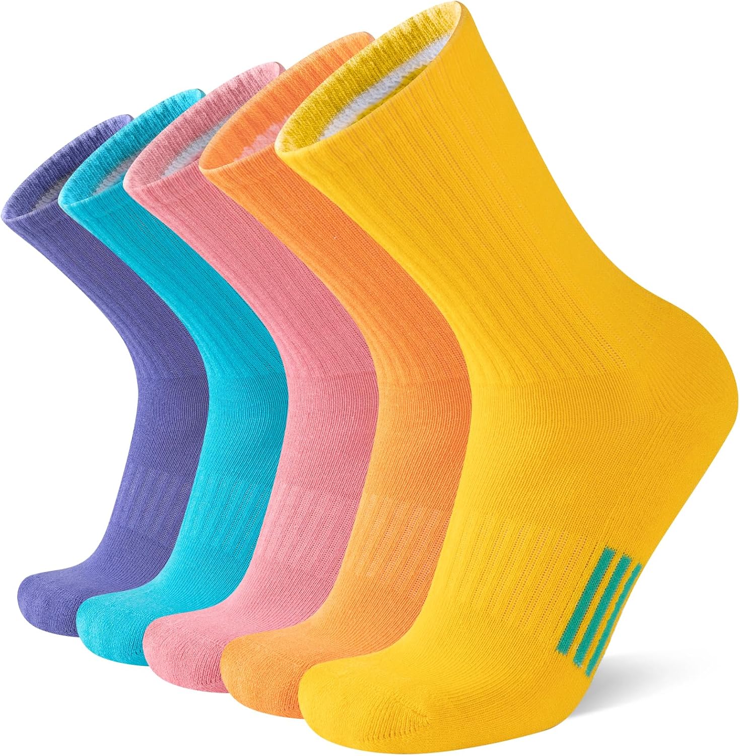Heatuff Womens Crew Socks Cotton Running Cushion Athletic Calf Long Socks for Women 5 Pairs