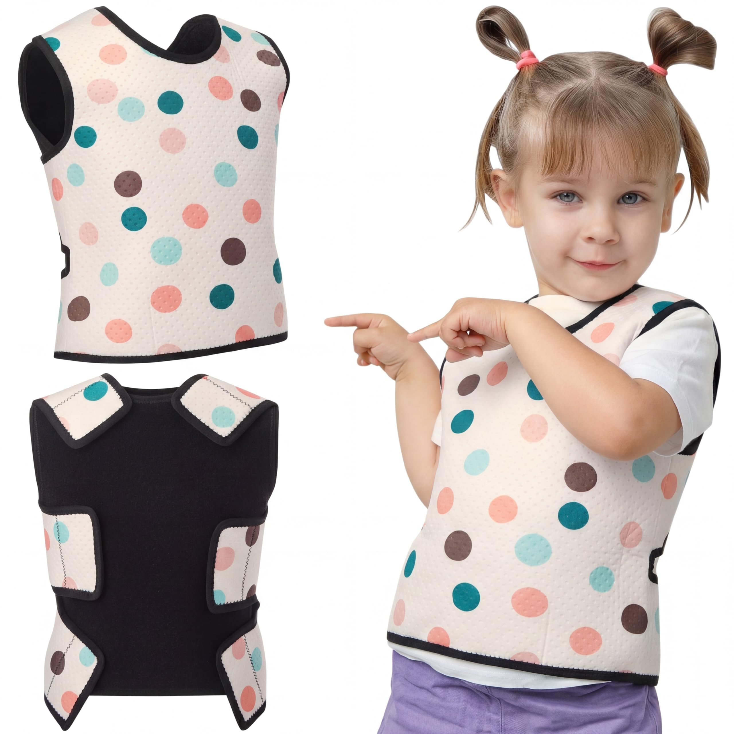 Janmercy Kid Compression Vest, Age 2 to 9, Colorful Polka Dots, Small