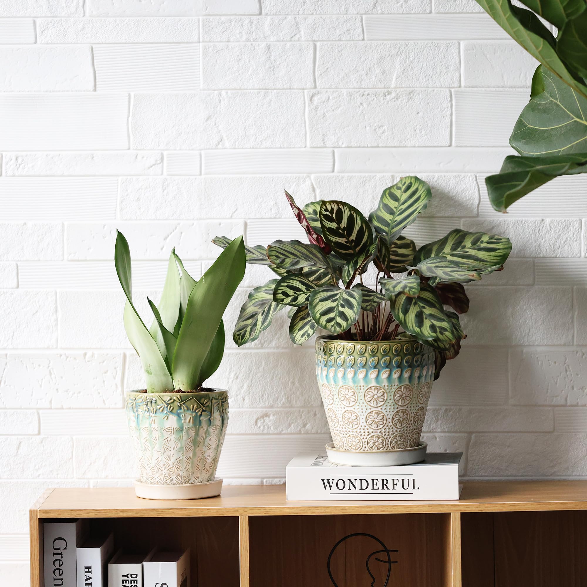 2 Soucoupes Céramique 14.5cm - Pour Pots De Fleurs, Plantes Grasses - Intérieur/Extérieur - Blanc