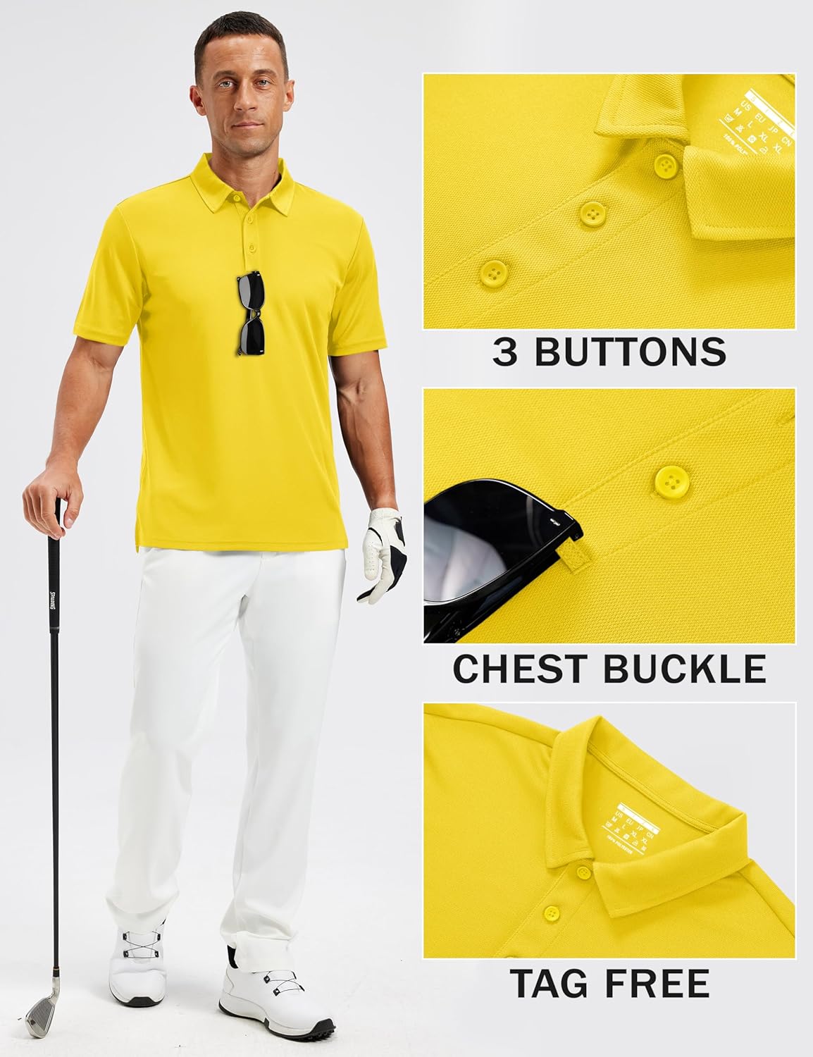 TACVASEN Mens Polo Shirts Short Sleeve Dry Fit Performance Breathable Golf Shirt with Collar Tennis Casual Business Work