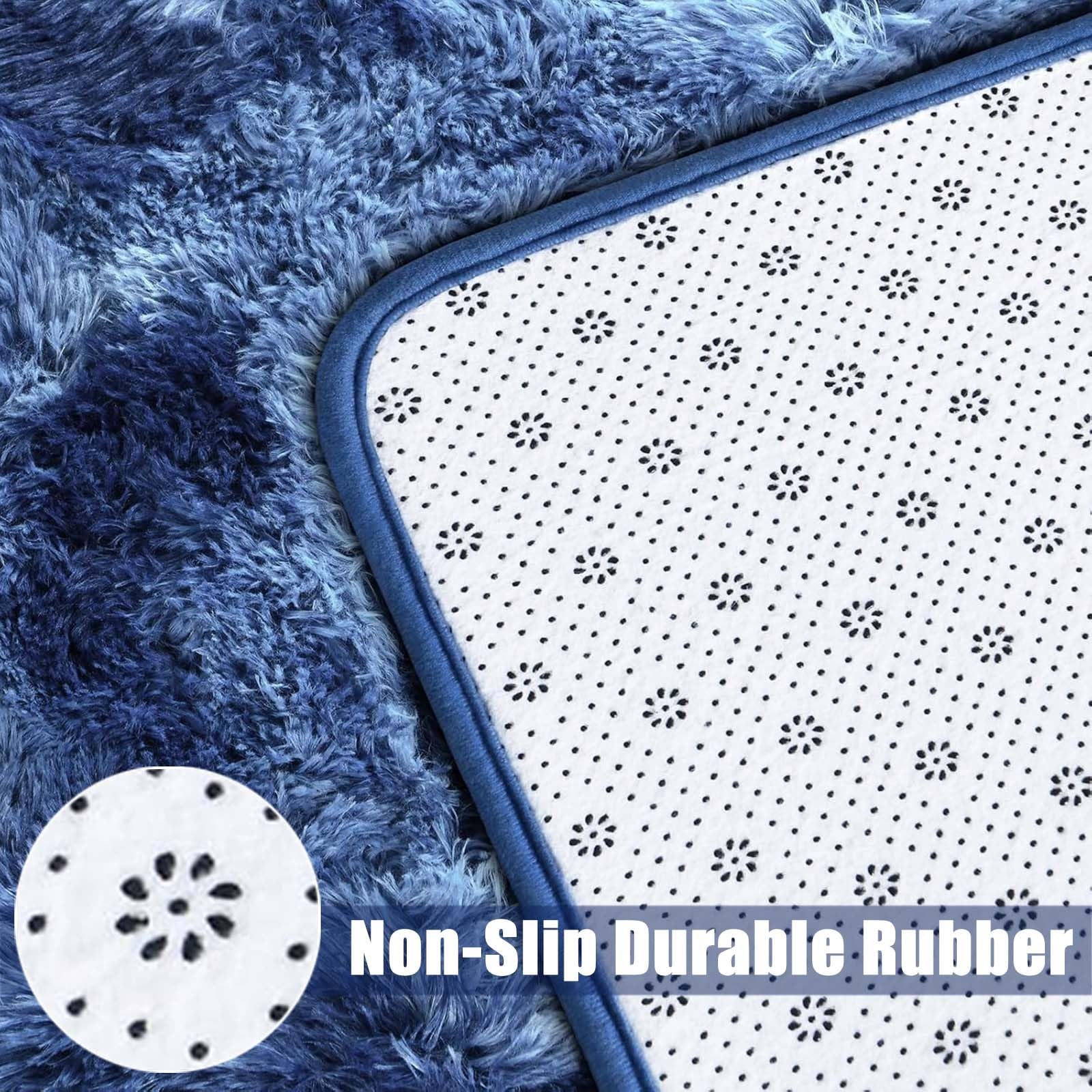 Tappeto Salotto 110 x 180 cm Morbido, Antiscivolo, Soffice, Moderno, Caldo e Traspirante Moquette Peloso Camera da Letto Caldo e Traspirante per Salotto da Letto, Divano, Blu