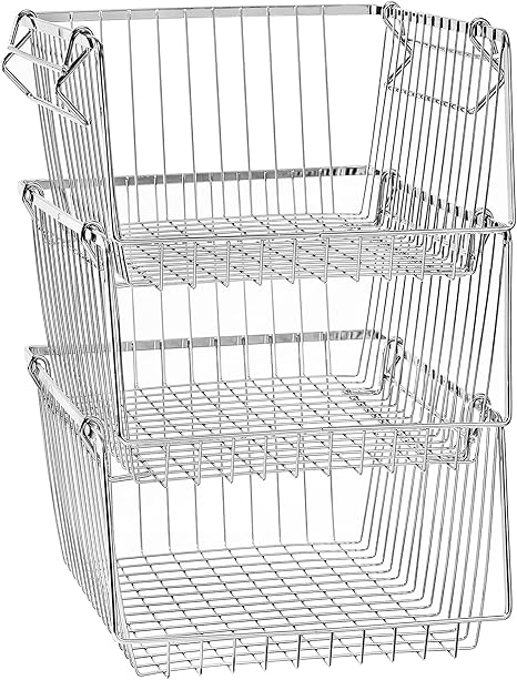 Amazon.com: blitzlabs 14'' Stacking Large Storage Baskets Refrigerator ...