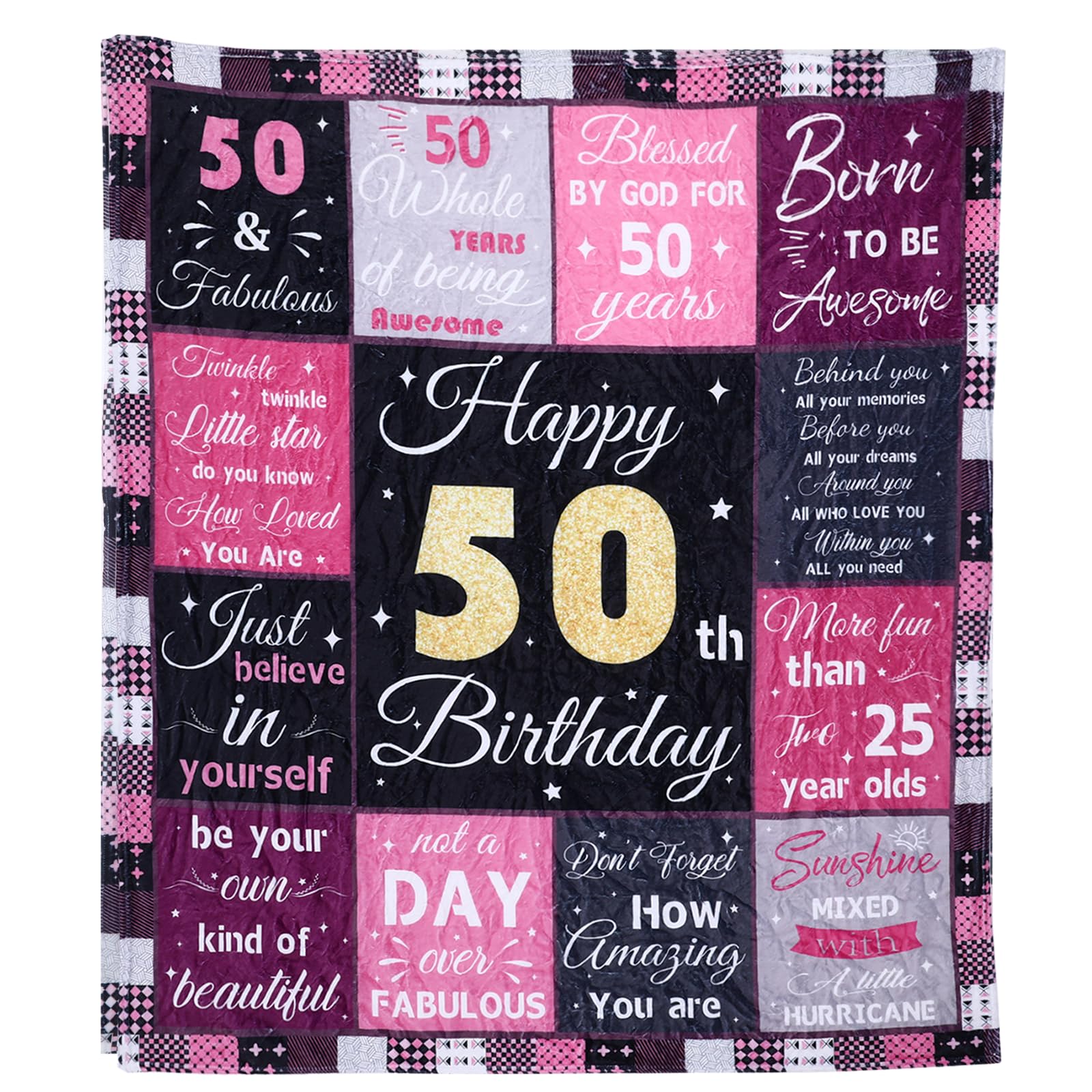 50th Birthday Gifts for Women Gifts for Women, 50. Geburtstag Birthday Unique Decorations Presents For Female Blanket 150x130CM Good Ideas for Her Friend Mum Sister Grandma Wife