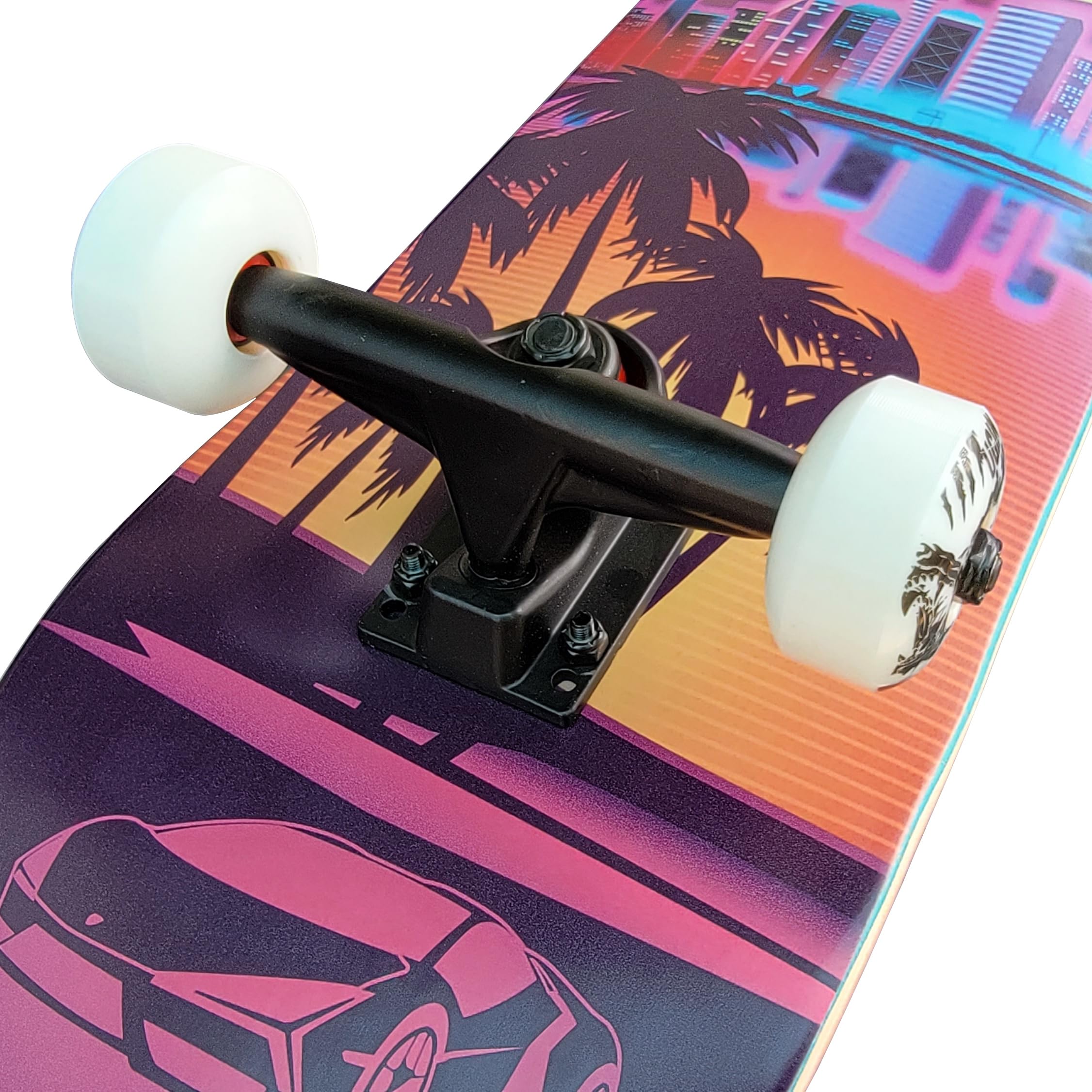 Komplett Skateboard Beach-City - für Kinder und Jugendliche - 7-lagiges Ahornholz Deck - Medium Concave Standard Popsicle Shape - für Anfänger, Profis, Mädchen & Jungs