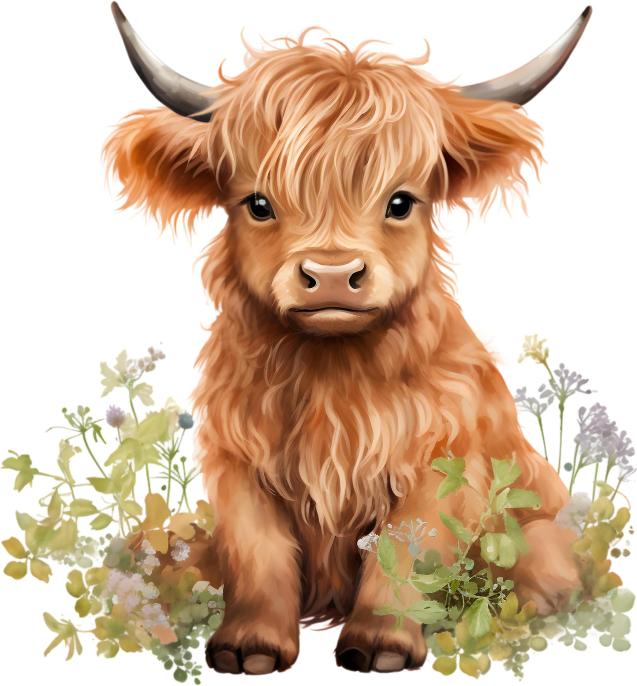 Fabric Panel 8"x8" Baby Highland Cow 100% Cotton Quilting Block J6612