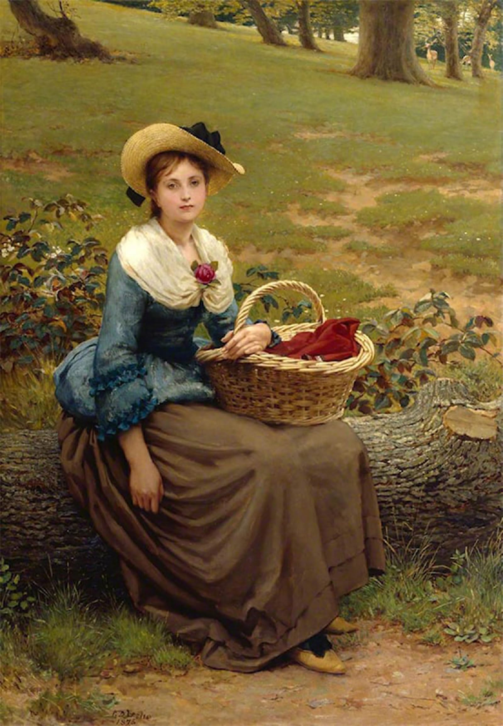 SERENDIPITP Vintage Picture Print on Canvas Wall Art Poster the Lass of Richmond Hill by George R.a. Leslie Artwork Print Poster for Wall Decor 60x90cm