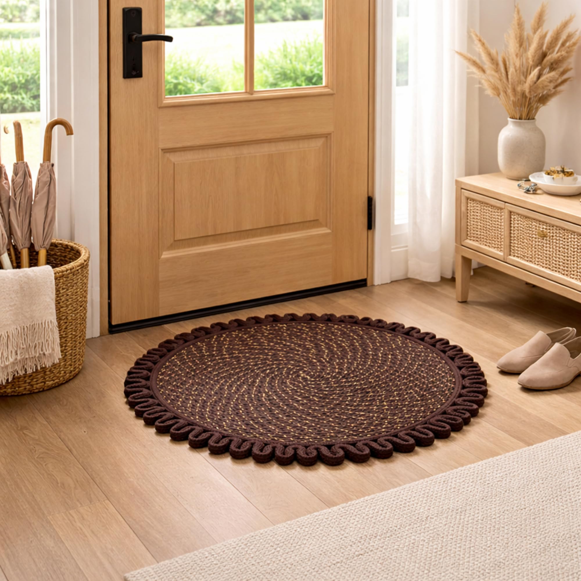 Door Mats for Home | Door Mat for Entrance | Anti-Slip Entrance Mats | Durable & Absorbent Floor Mats for Home | Jazz Door Mat | Acrylic | Reversible | Set of 2 (40x40 cm)-image-40