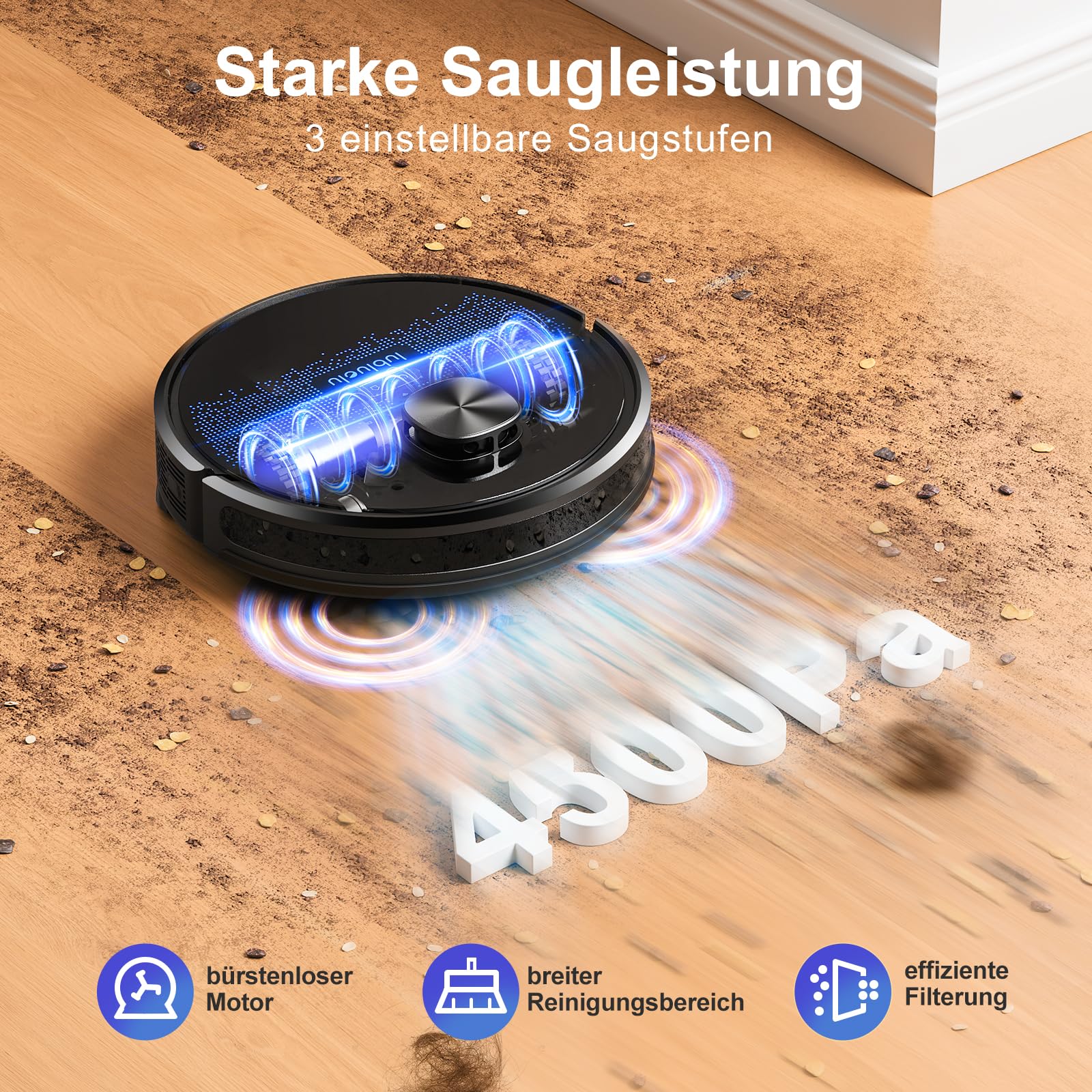 Lubluelu Saugroboter mit Absaugstation 3-in-1 – Bild 4