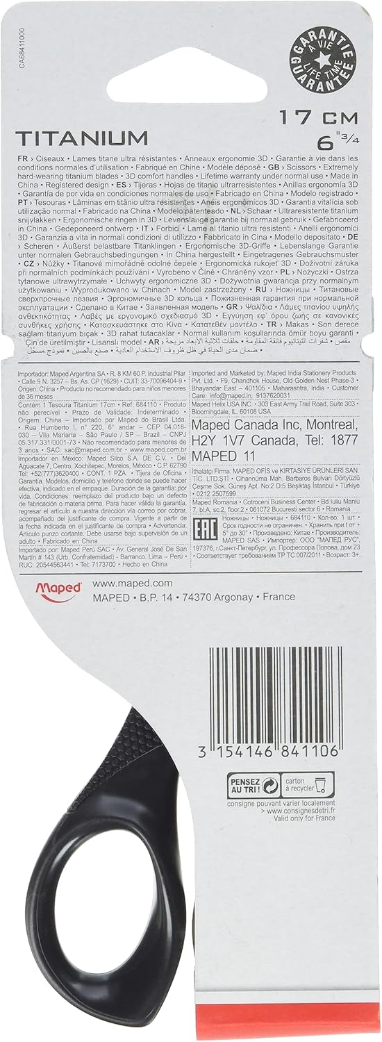 Maped Expert Ultra Resistant Titanium Scissors, Adult, 6.75 Inch, Right Handed (684110)