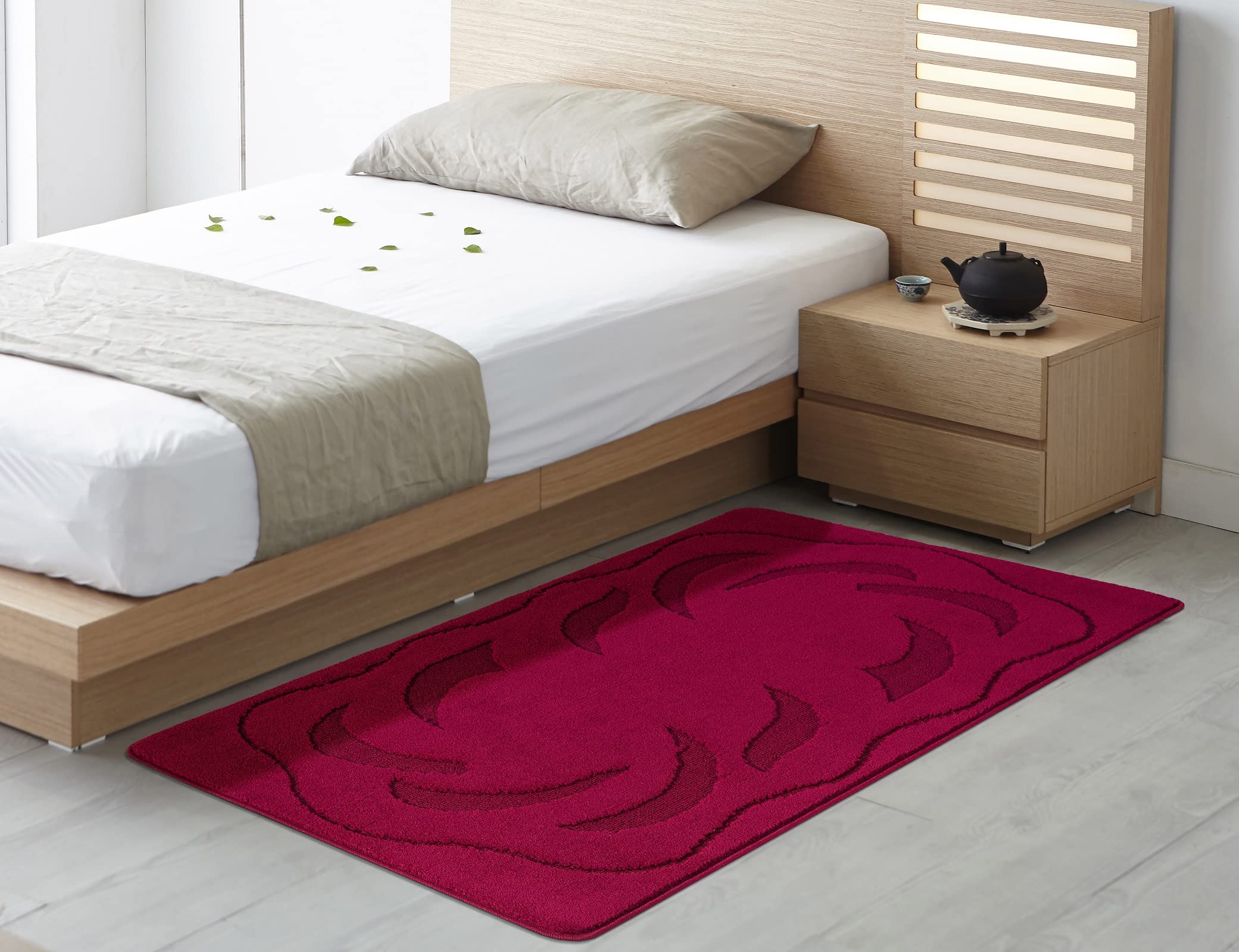 SmartLiving Door Mat Indoor 80X150cm Heavy Duty Non Slip Doormats, Machine Washable,Ovalack Gel Backed Floor Kitchen Mat, Super Absorbent Gel Back Door Entrance Mats Soft Floor Carpet Rug - Red