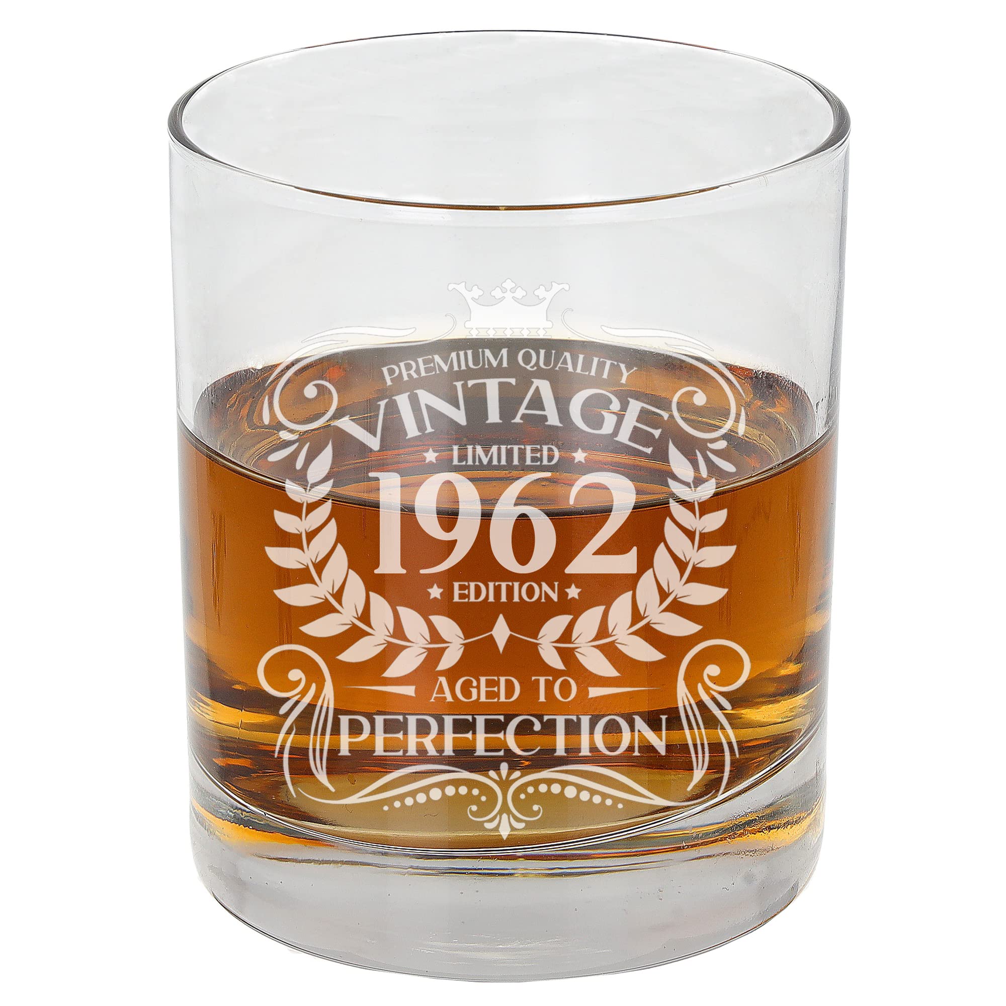 Always Looking Good 64th Birthday Gift for Men Vintage 1962 Aged to Perfection Engraved Whiskey Glass Present for 64 Year Old Etched Whisky Bourbon Scotch Lowball Tumbler Glasses