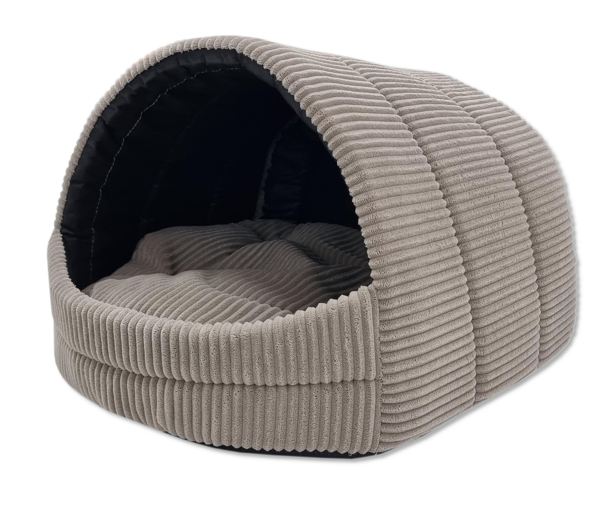 ODOLPLUSZ Caseta para perros, casa exclusiva para perros o gatos, 2 tamaños, cómoda y lavable (beige de pana, M)