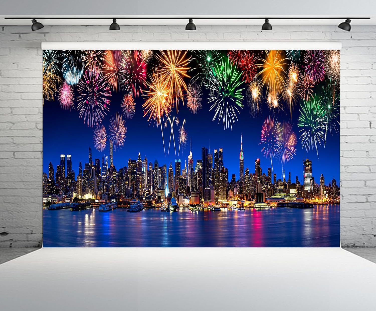 7x5 FT New York City Skyline Backdrop - Night Cityscape Photo Background For Parties & Events
