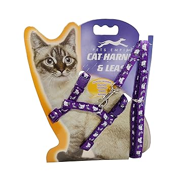 Royale Dog Cat Walking Harness & Leash Set Adjustable Small Puppy Kitten Rabbit Harness Printed-Violet