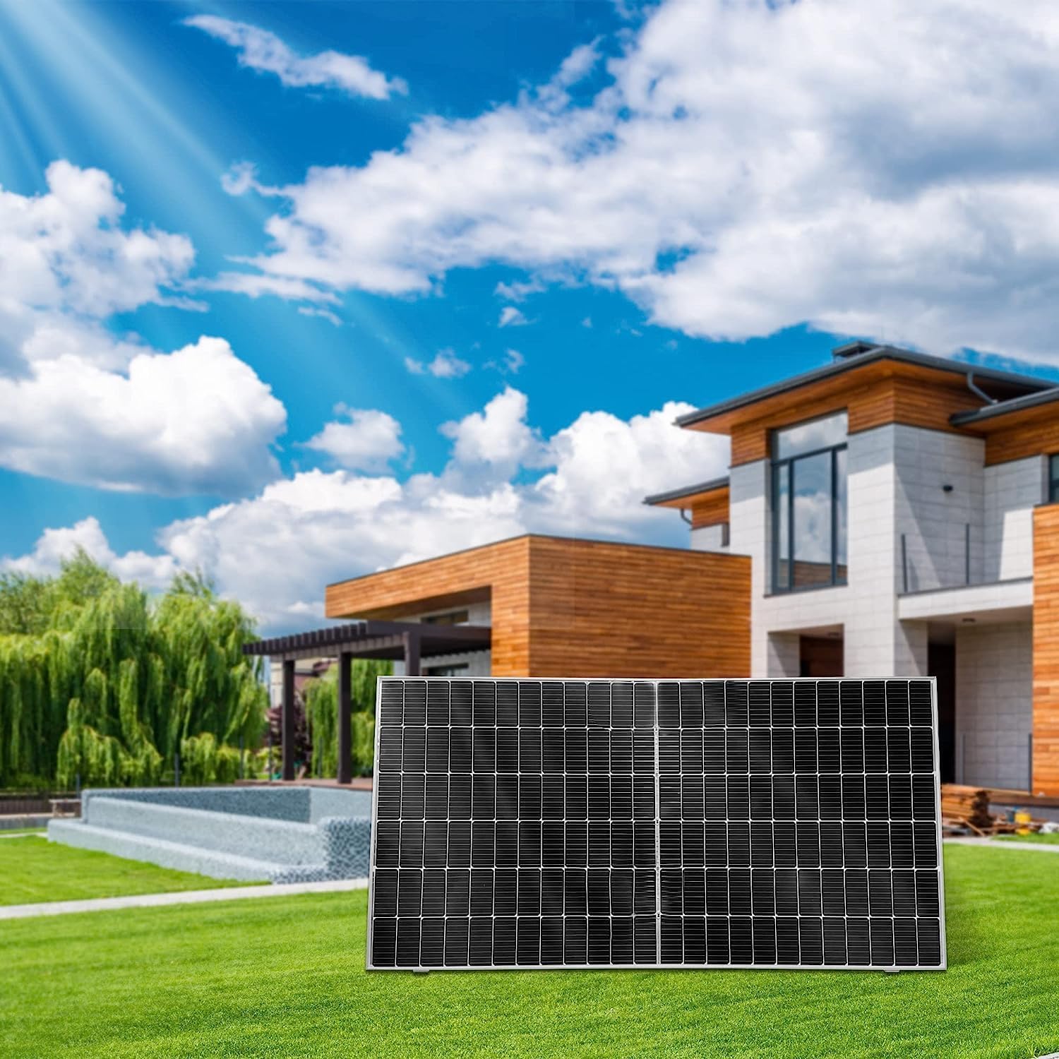 ULL Pannello solare da 400 W, 31,6 V, con 108 celle monocristalline ad alta efficienza, impermeabilità IP68 e eccellente resistenza PID, modulo solare monocristallino per casa, giardino