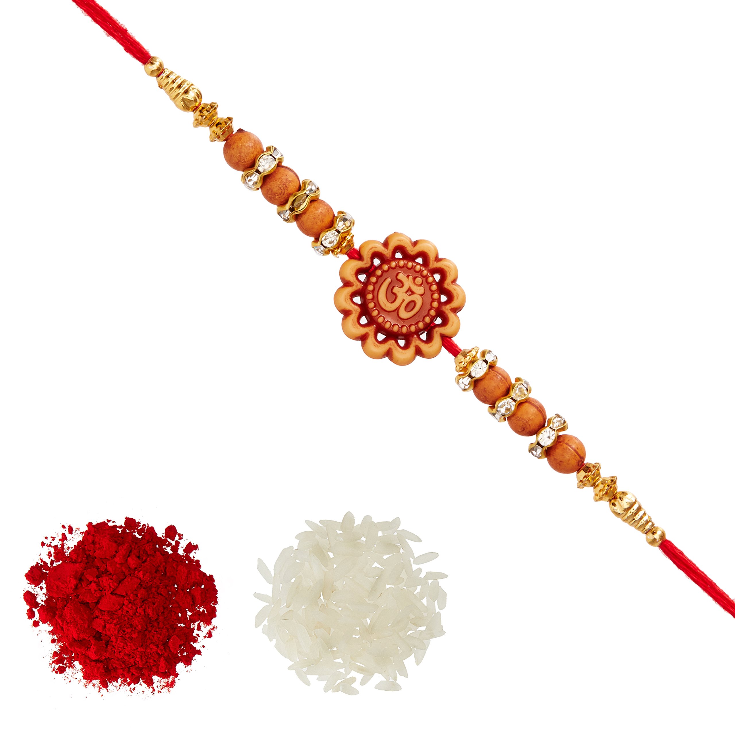 Aheli Rakhi Rakhi R17716OM Religious OM Wooden Beads Rakhi with Roli Chawal Tilak For Men, Boys (Golden) (B07FCMBLTF) Amazon Price History, Amazon Price Tracker