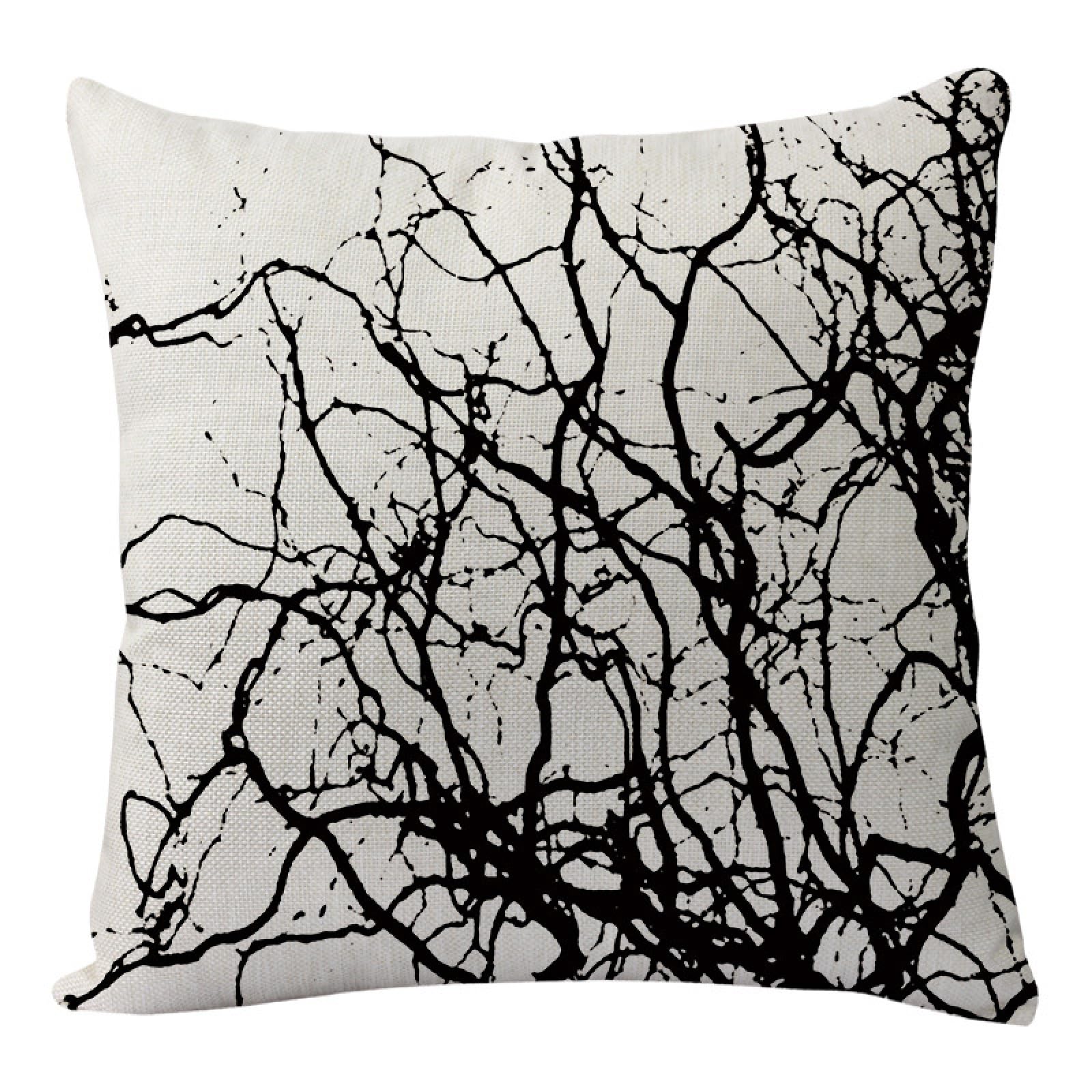 Wazylphin Cushion Covers Abstract Black Pillow Cases Cotton and Linen Cushions with Covers Included Zipper Sofa Cushions Soft Pillowcase Living Room Pillow Cover Bedroom Cushion Cover 80x80cm/1 Pack