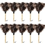 iHUFeather Ostrich Feather Duster 14 inch Fluffy Natural Genuine Ostrich Feathers with Wooden Handle and Eco-Friendly Reusable Handheld Ostrich Feather Duster for Cleaning Supplies(10PCS)