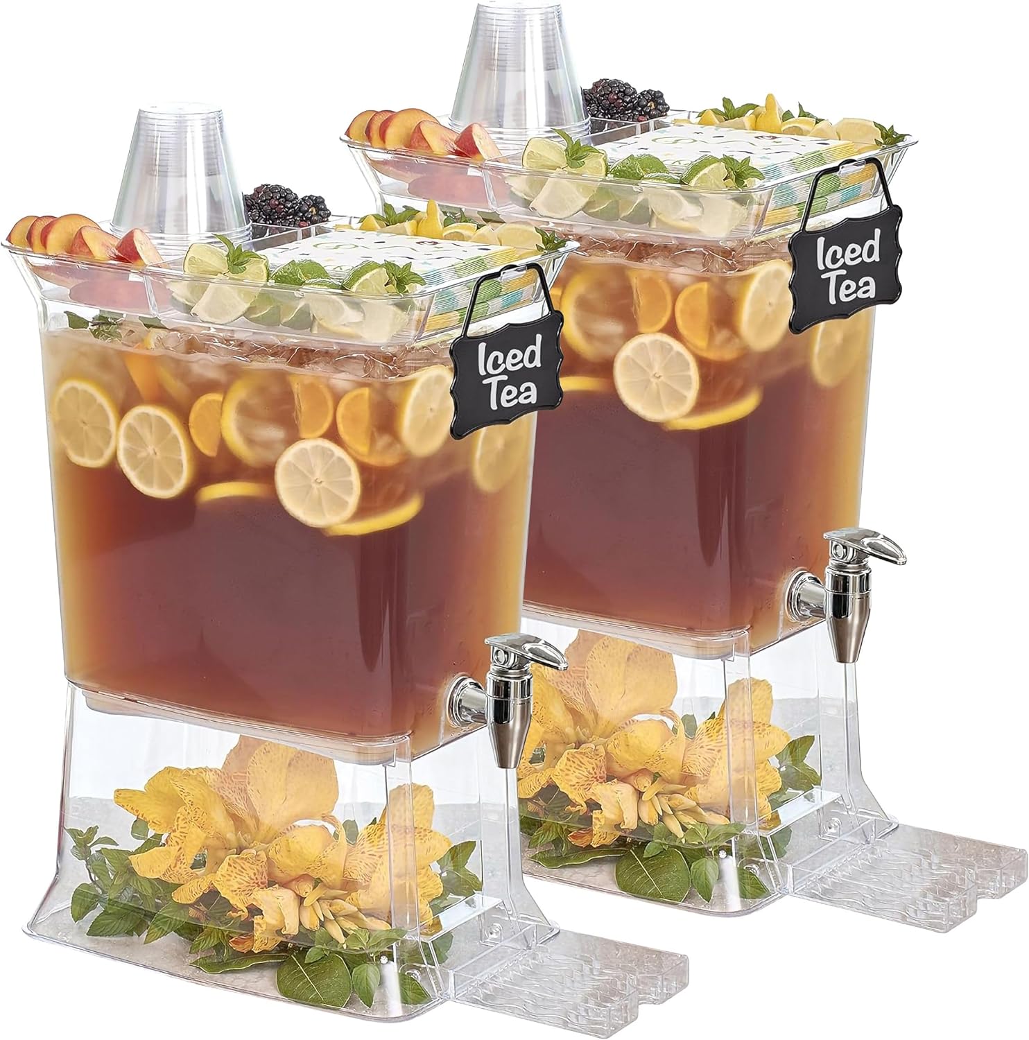 Buddeez Tritan Beverage Dispenser with Stand and Party Tray Lid - 2.5 Gallon Cold Drink Dispenser for Juice, Iced Tea, Lemonade, Water - Image 7