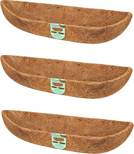 Miniatura 1 de ROMXECZ Trough - Paquete de 3 revestimientos de coco de 24 pulgadas, forro de repuesto de fibra de coco natural, cesta colgante de pared para