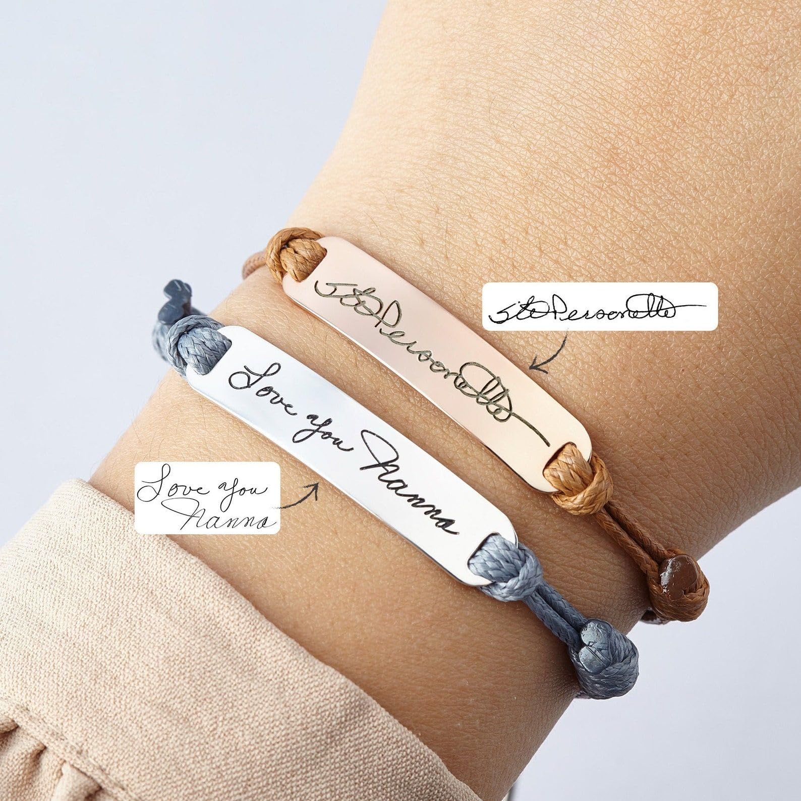 Manuscrito pulsera, pulsera con escritura manuscrita 14k oro, personalizado conmemorativo para mamá Día de la Madre Navidad cumpleaños aniversario