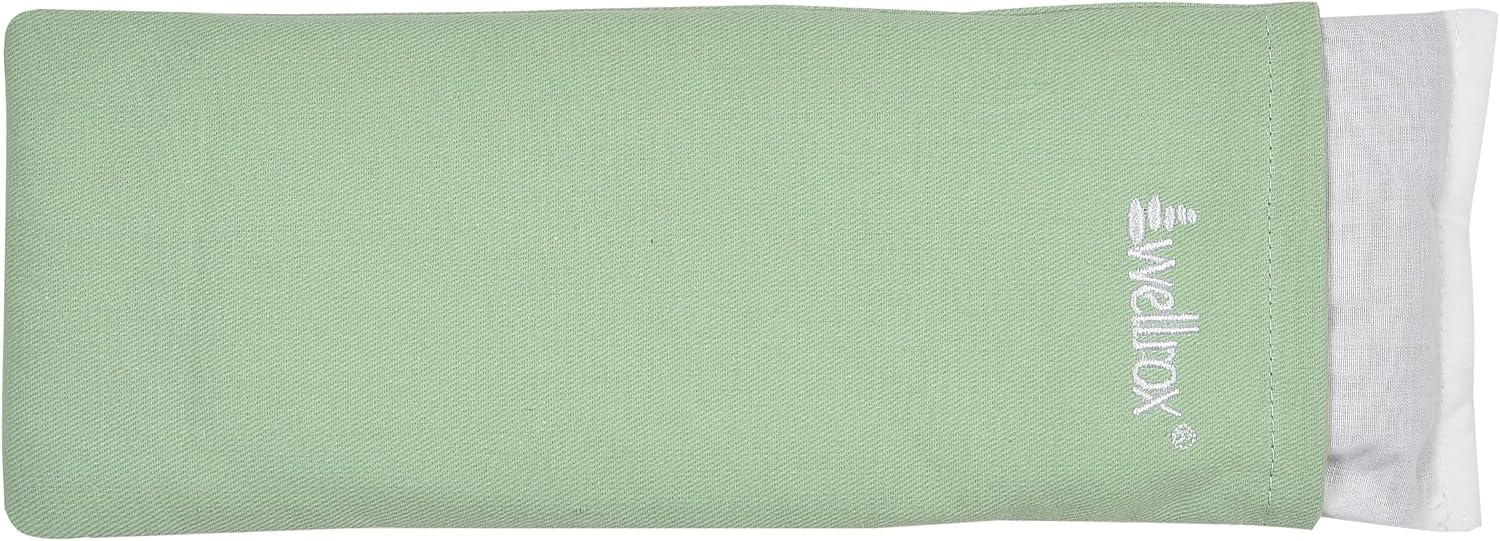 Wellrox Weighted Eye Pillow - Flaxseeds & Lavender Eye Pillow Weighted for Restorative Yoga, Meditation & Stress Relief (Green, Scented)