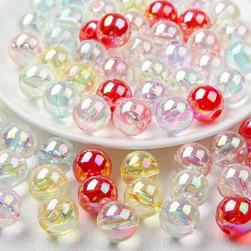 Cuentas acrílicas transparentes de 0.631 pulgadas (0.630 in), cuentas redondas sueltas para bricolaje, cadena de teléfono, llavero, pulsera, collar